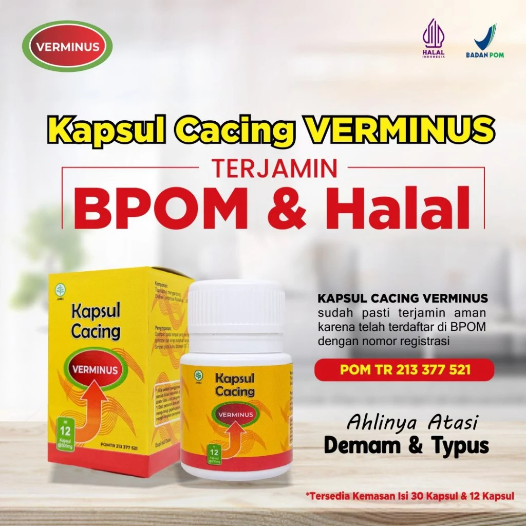 Jual Kapsul Cacing VERMINUS Original BPOM - Menurunkan Demam Tipes ...