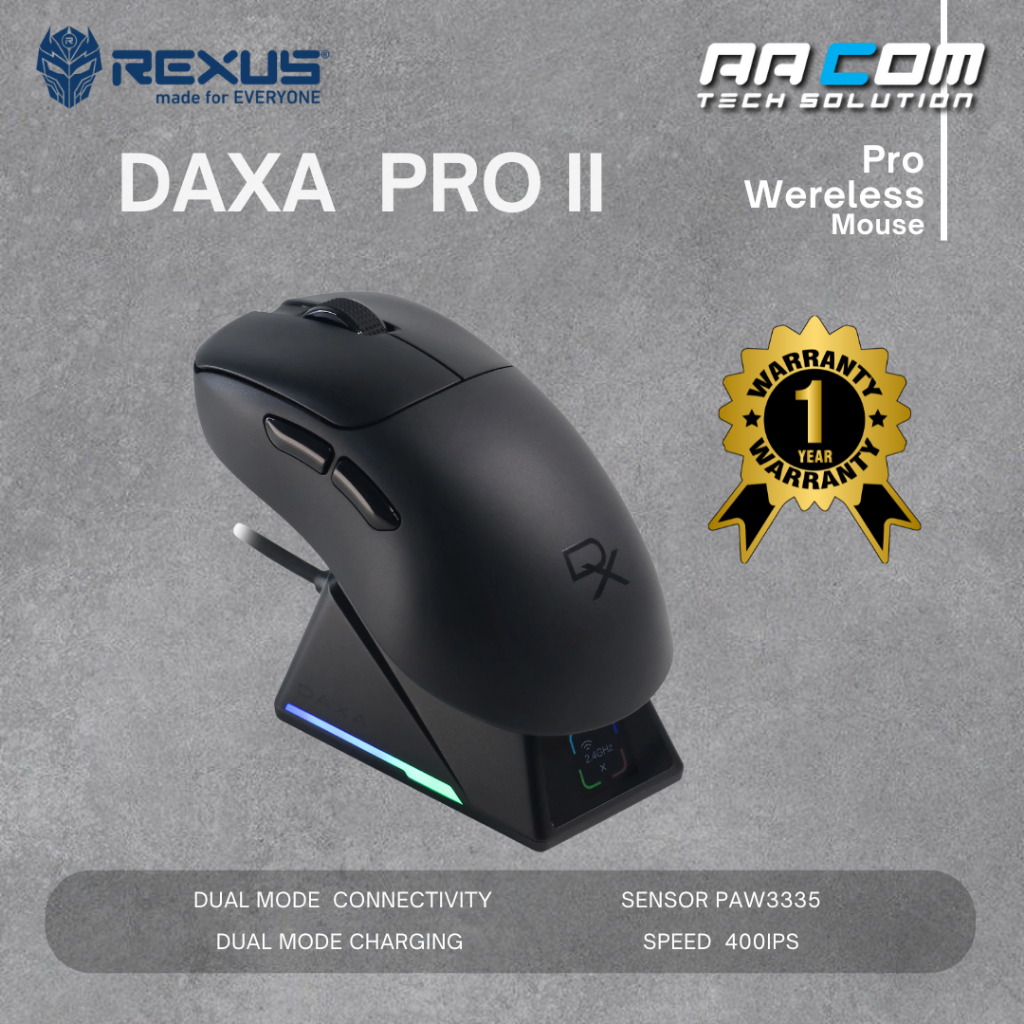 Jual REXUS MOUSE GAMING ERGON0MIC DAXA PRO WIRELESS II / DX-PW2 - 8K ...