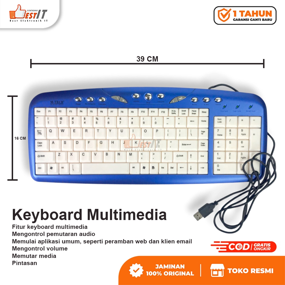 Jual Keyboard USB Multimedia Keyboard Mtech Multimedia | Shopee Indonesia