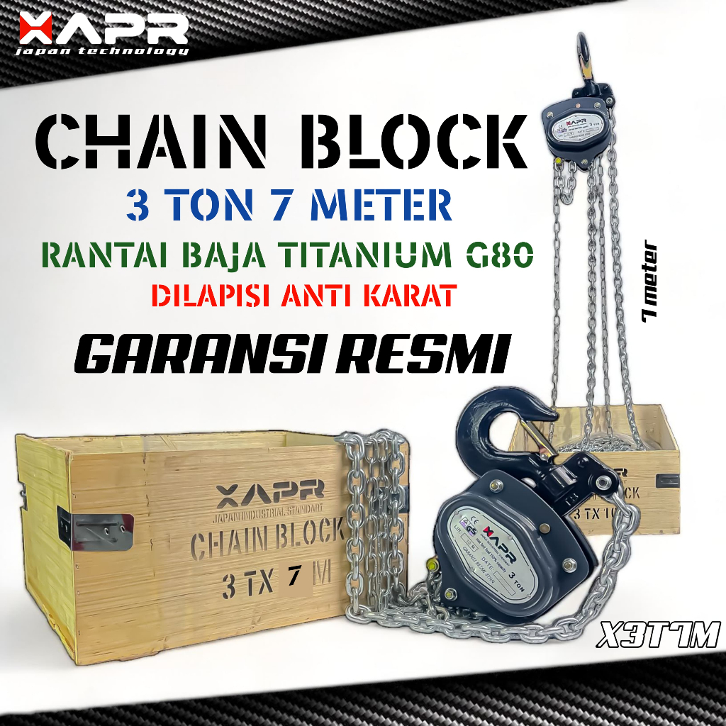 Jual APR JAPAN CHAIN BLOK 3 TON 7 METER HOIST CHAIN TAKEL KATROL ALAT ...