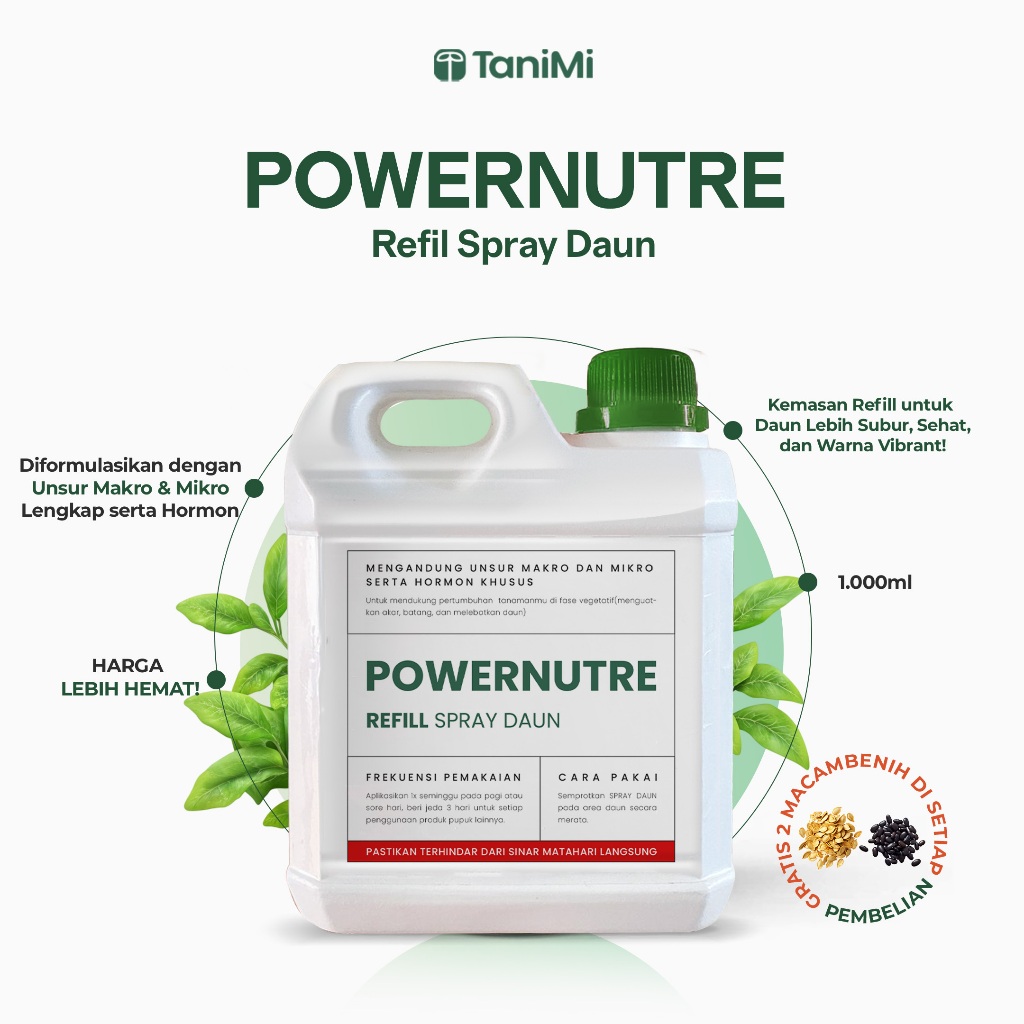 Jual TANIMI - REFILL 1 LITER PUPUK CAIR PELEBAT DAUN (POWERNUTRE SPRAY ...