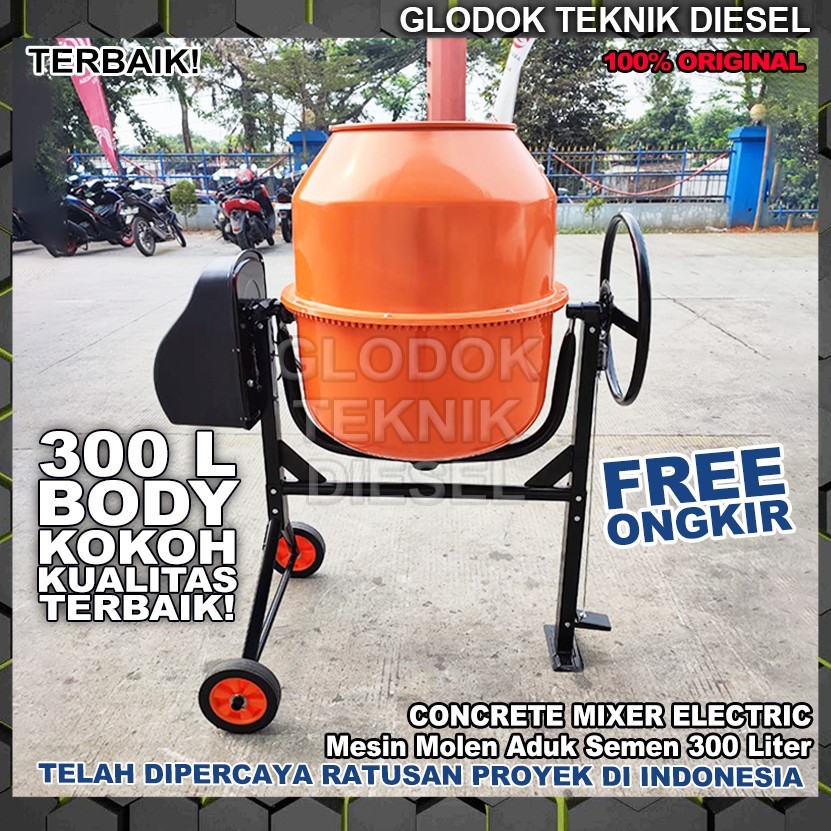 Jual Mesin Molen Listrik Pengaduk Semen 300 Liter Concrete Mixer ...