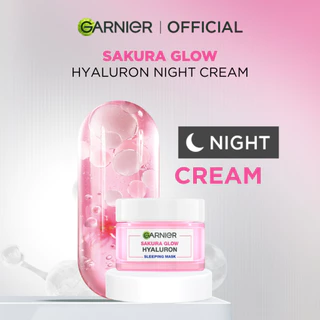 Garnier Sakura Glow Hyaluron Sleeping Mask Night Cream Skin Care 50ml (Krim Pelembap Malam Untuk Kulit Cerah Merona)
