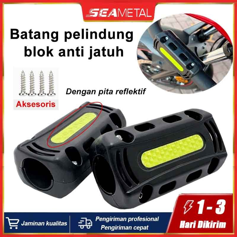 SEAMETAL Crashbar Protector motor Pelindung Crash Bar Motor Batang Pelindung Blok Strip Reflektif Untuk 22/25MM