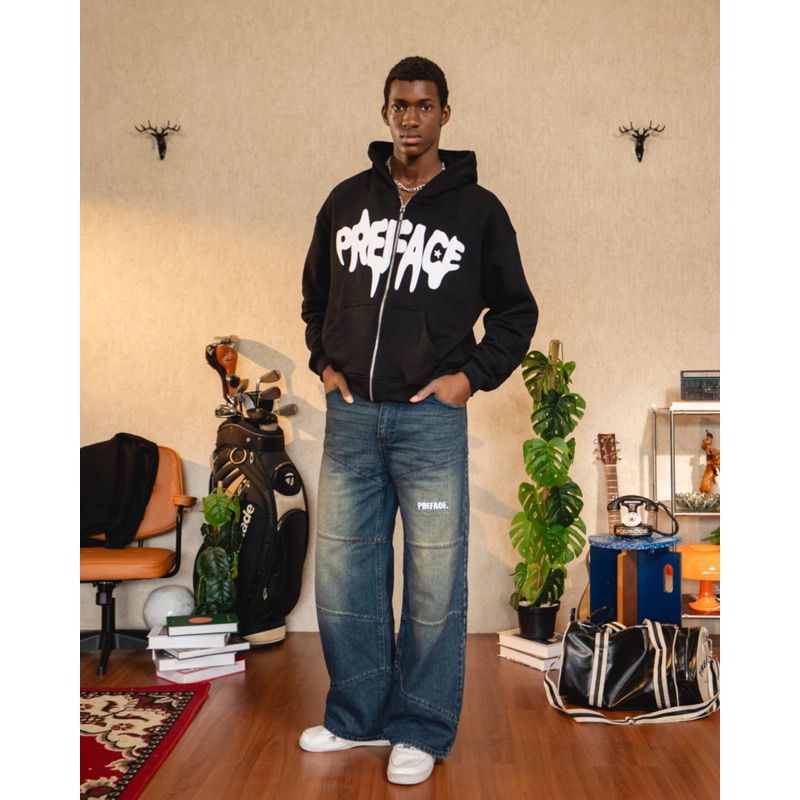 Jual (ORIGINAL 100%) PREFACE Signature Basic Zip Hoodie Black | Shopee ...