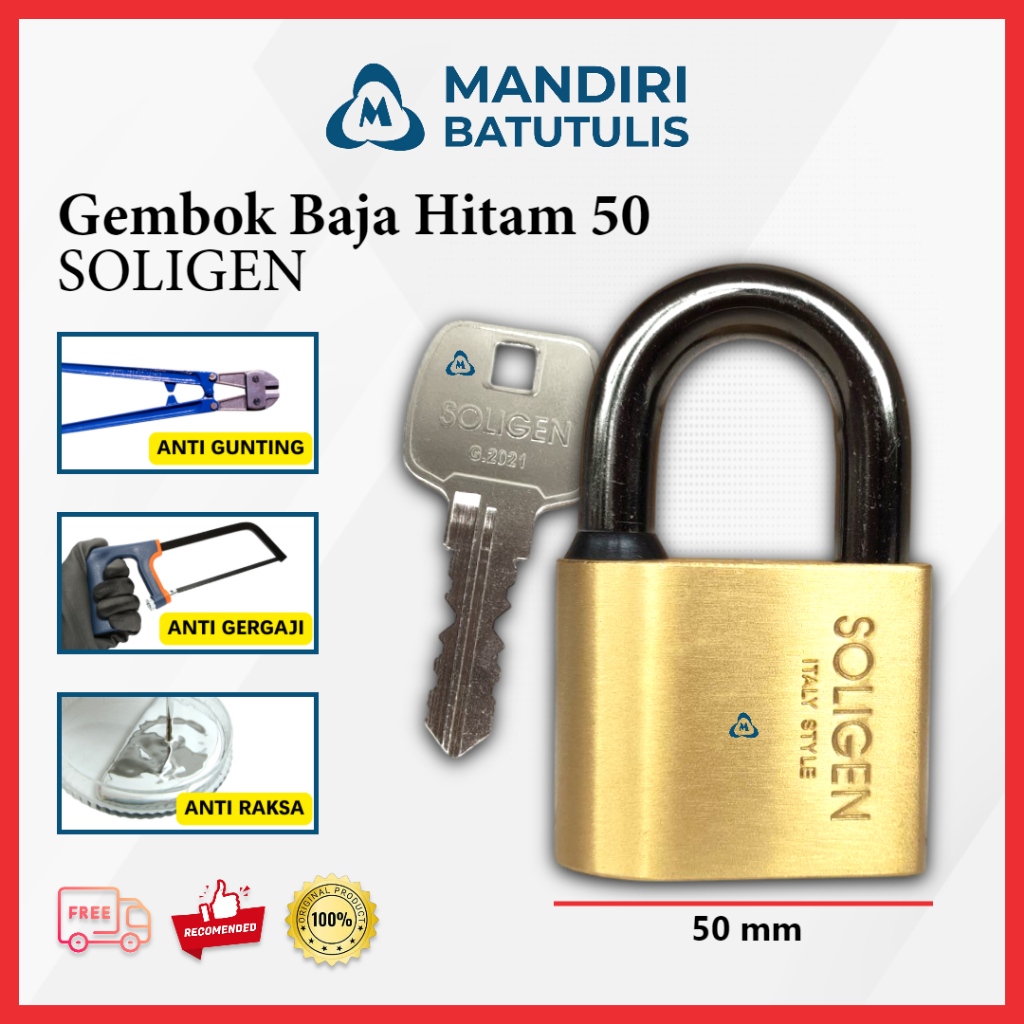 Jual Gembok Baja Hitam 50 ANTI Potong / Air Raksa / Gergaji - ANTI ...