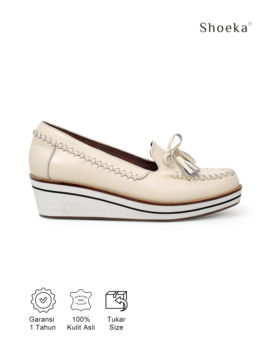 Jual Shoeka - Sepatu Kulit Wanita - Alina Wedges Spon | Shopee Indonesia