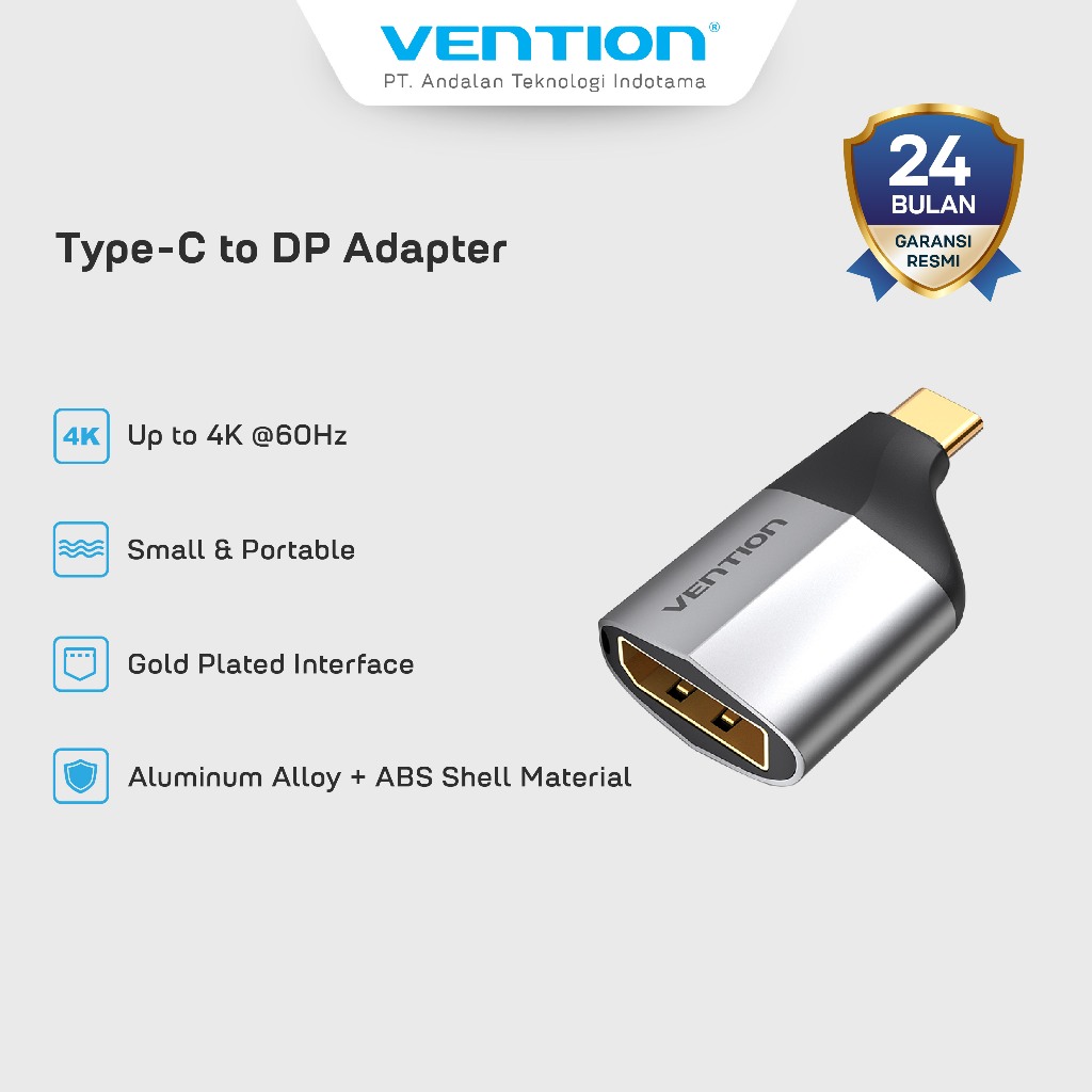 Jual Vention Adapter USB Type C to Displayport/DP Converter Metal Type ...