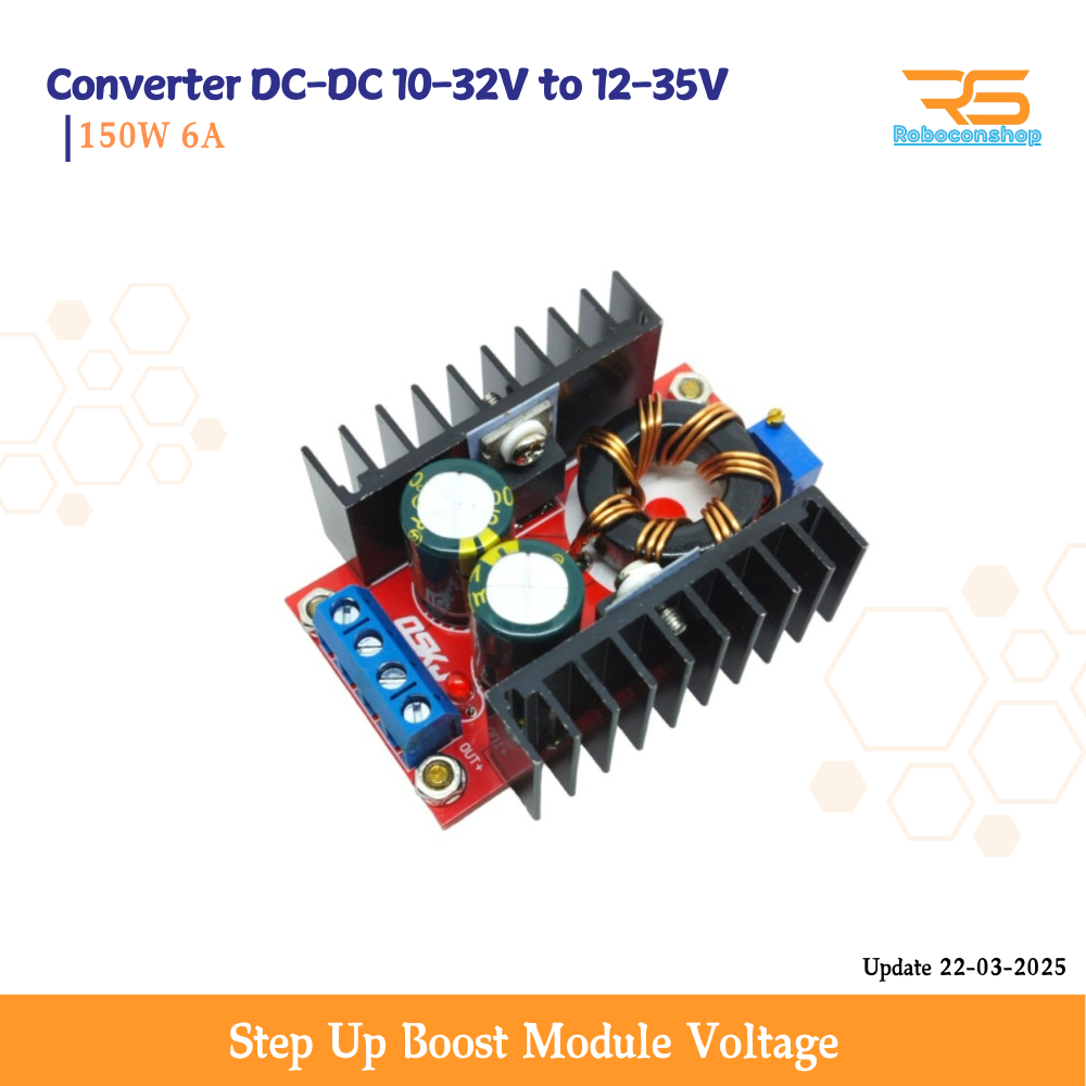 Jual Converter DC-DC 10-32V to 12-35V Step Up Boost Module Voltage 150W ...