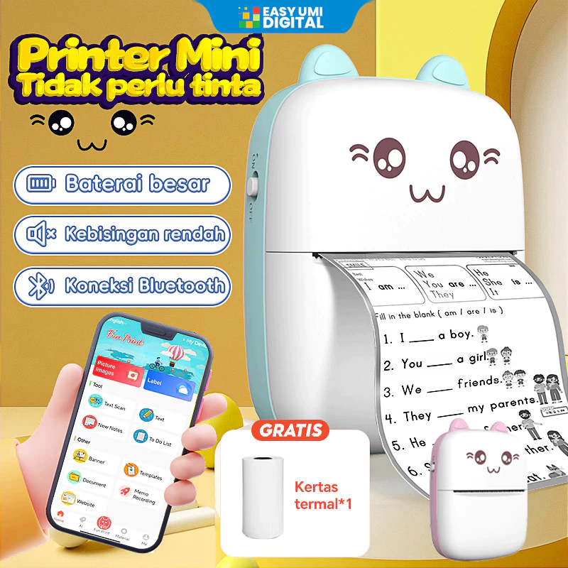 Jual Mini Cute Thermal Printer Bluetooth Portable Printer Kasir Label ...