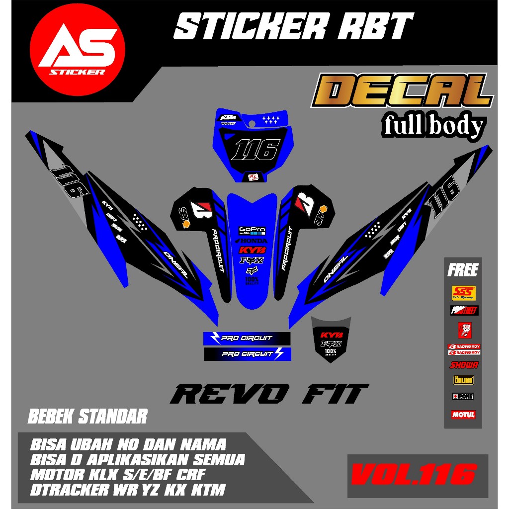 Jual DECAL Sticker RBT REVO FIT SEMI FULL BODY MOTOR RBT BEBEK MODIF ...