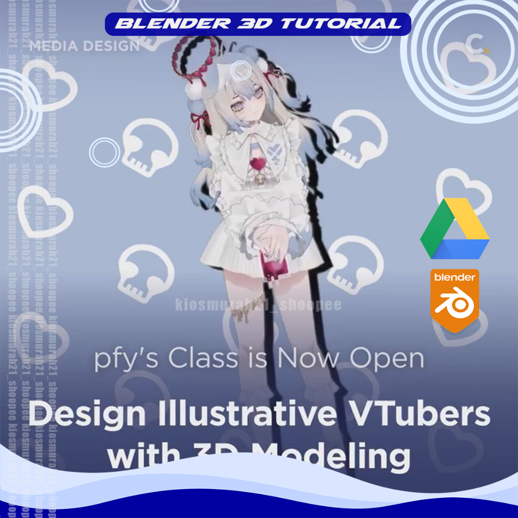 Jual Blender 3D Tutorial An illustrated VTuber created using 3D models ...