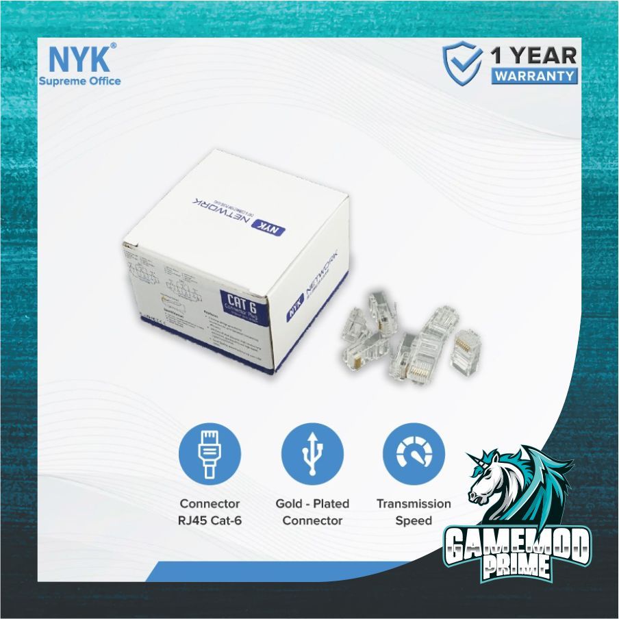 Jual RJ45 NYK Cat6 Jack Connector RJ 45 CAT 6 / RJ45 NYK CAT6 | Shopee ...