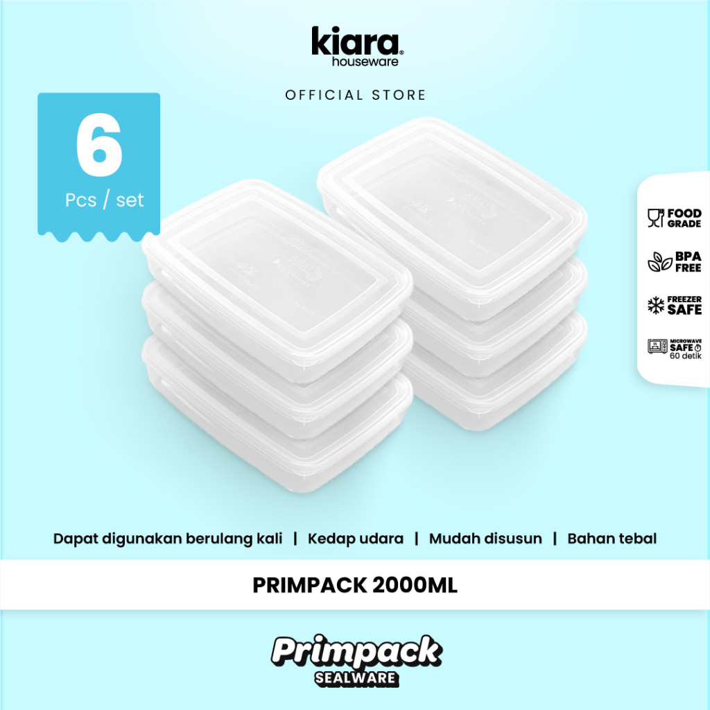 Jual KIARA HOUSEWARE Toples Sealware Primpack Box 2000ml Bening ...