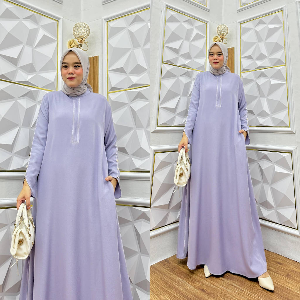 Jual Inara Dress Wanita Muslimah Gamis Syari Elegan Kancing Diamond ...