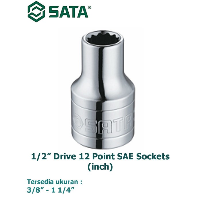 Jual SATA - Socket 1/2″ Drive 12 Point SAE Std Length Sockets 5/8 ...