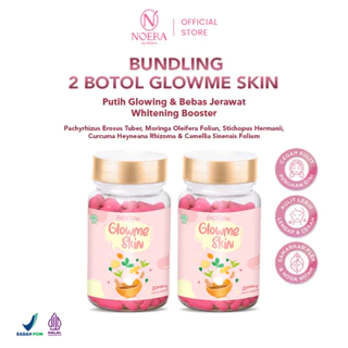 Noera Bundling 2 Botol Glow Me Skin Improved Formula | Kapsul Pencerah Kulit | Suplemen Pencerah Kulit | Booster Brightening | Obat Jerawat | Whitening Supplement