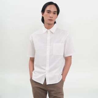 M231 Kemeja Pria Basic Polos Pendek Off White 0983D