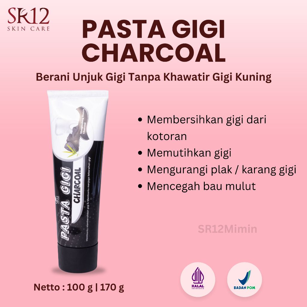 Jual PASTA GIGI CHARCOAL SR12 - PASTA GIGI MEMUTIHKAN GIGI