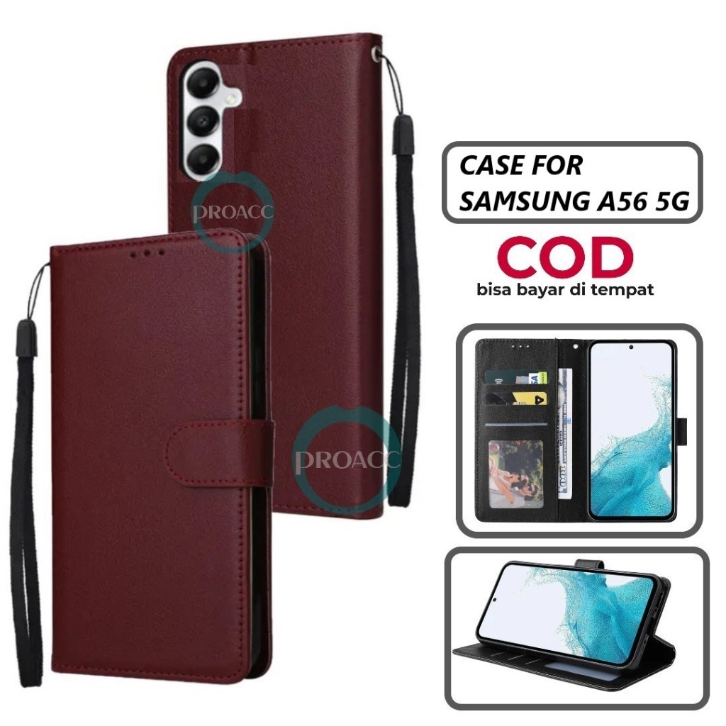 Jual case hp for SAMSUNG A56 5G flip wallet leather case Premium flip ...