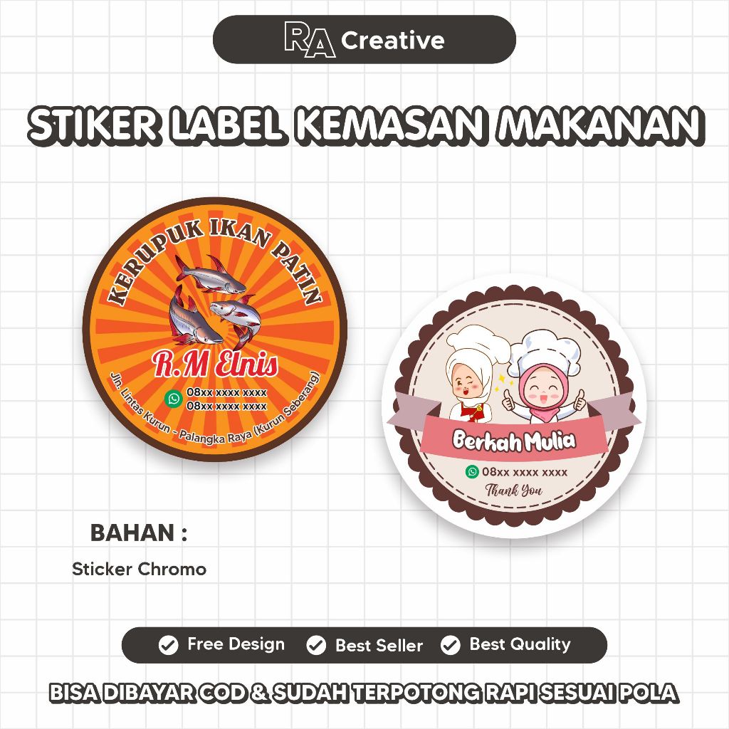 Jual Stiker Label Bulat Untuk Kemasan Makanan / Stiker Label Makanan ...