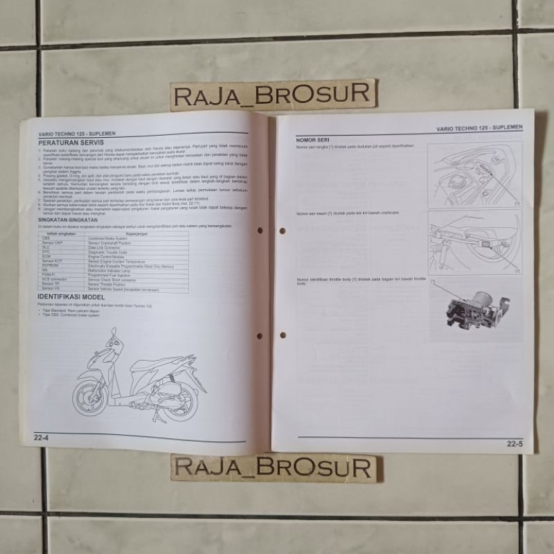 Jual Suplemen buku pedoman reparasi/Manual book Honda Vario Techno 125 ...