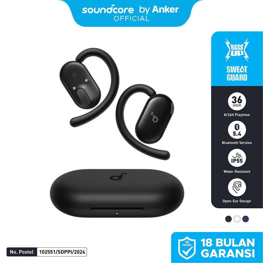 Soundcore by Anker AeroFit V20i OWS Open-Ear Headphones Adjustable Ear Hooks Ultra-Comfort Snug Fit Powerful Sound Clear Calls