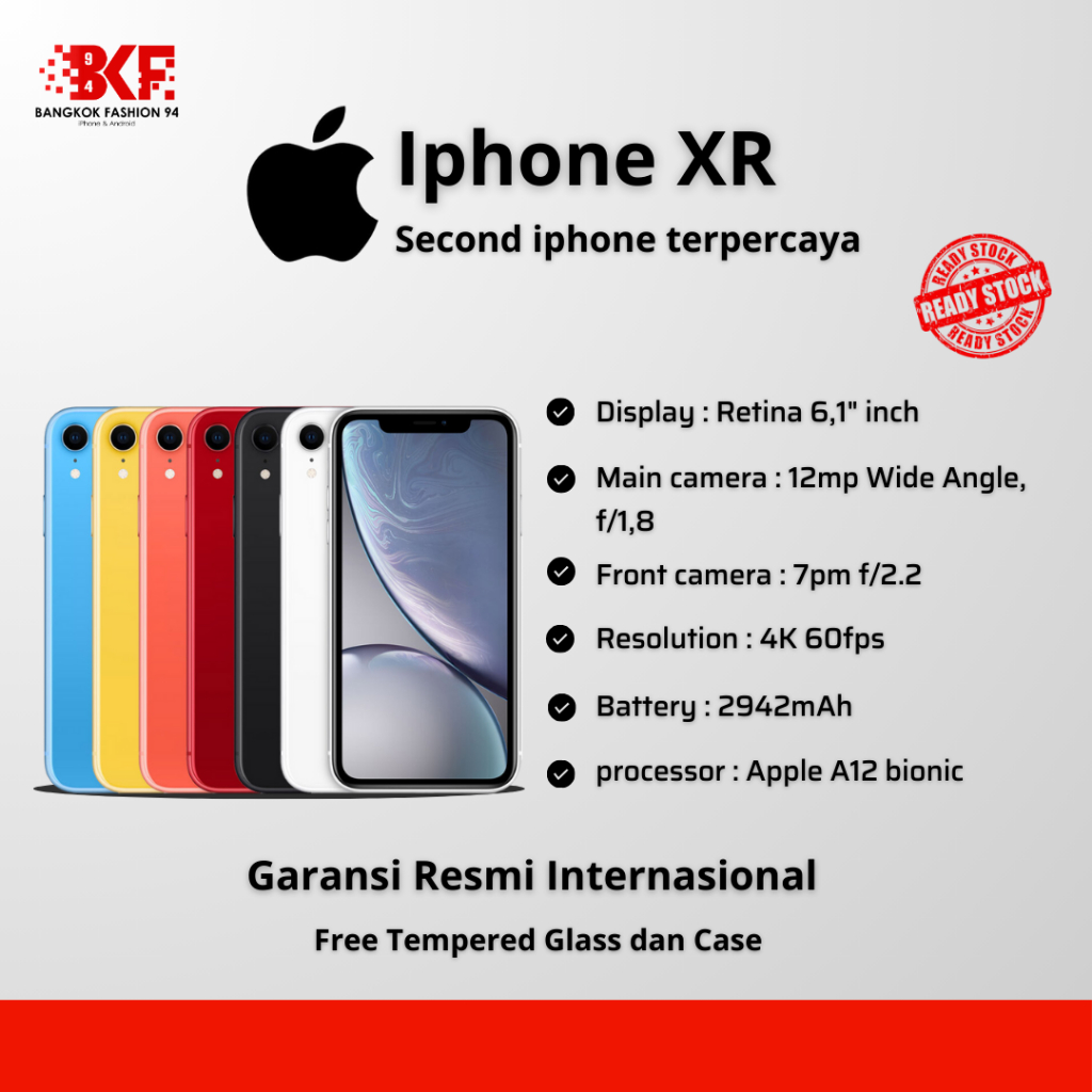 Jual IPHONE XR 64/128GB SECOND LIKE NEW FULLSET BERGARANSI | Shopee ...