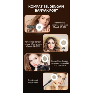 Ring Light Portabel Lampu Selfie Portabel Robot RFL02 Beuty Fill Light Three Mode And Brightness