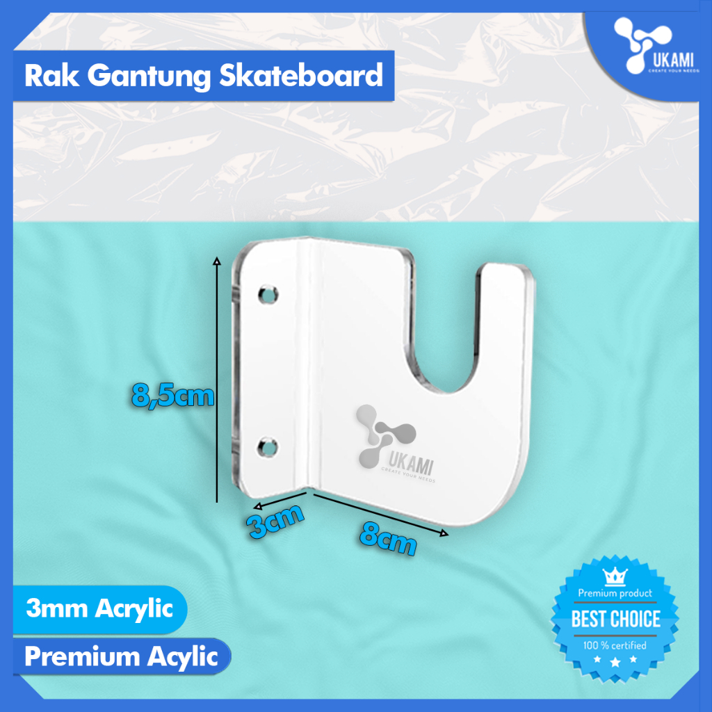 Jual UKAMI Rak Dinding Gantung Skateboard Akrilik Premium Holder Wall ...