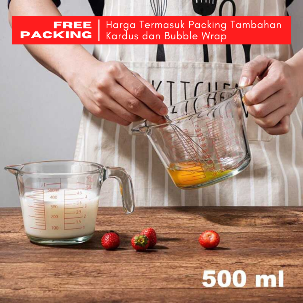 Jual Gelas Pyrex Takar Kaca Tahan Panas / Gelas Ukur Kaca Microwave ...
