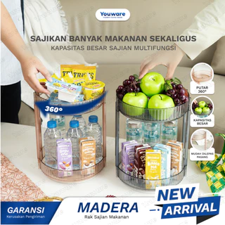 Youware - Madera Rak Sajian Makanan Tingkat Putar 360 Derajat Bentuk Bulat Multifungsi untuk Makanan / Minuman / Aksesoris Material Plastik dan Logam Merapikan Meja Tamu / Makan / Kerja / Rias / Dapur Kapasitas Besar