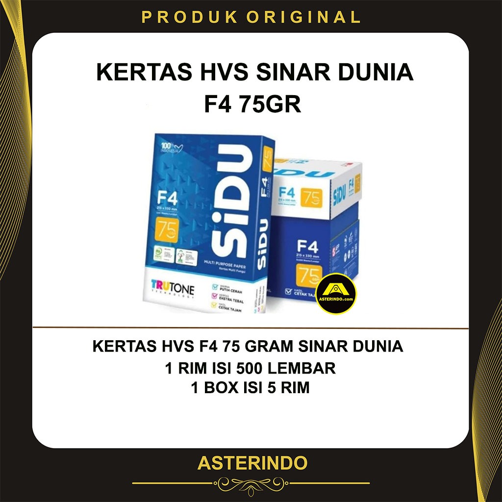 Jual Kertas HVS F4 Sinar Dunia 75 Gram Kertas SIDU Print Foto Copy 1 ...