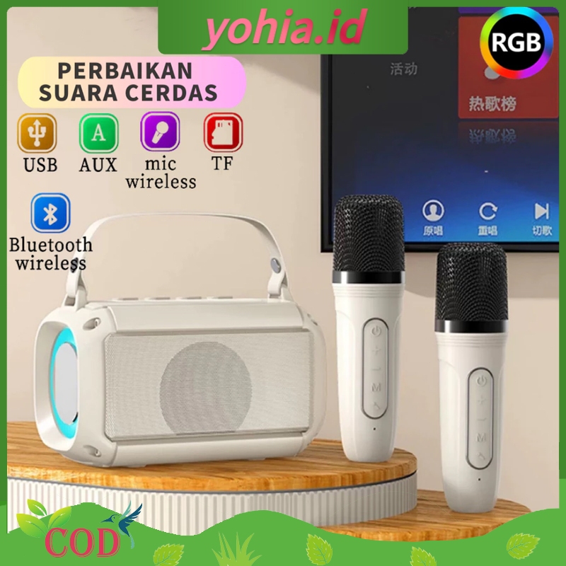 Jual 2MIC Speaker karaoke bluetooth 1 SET RGB Wireless 2 Warna Dapat ...