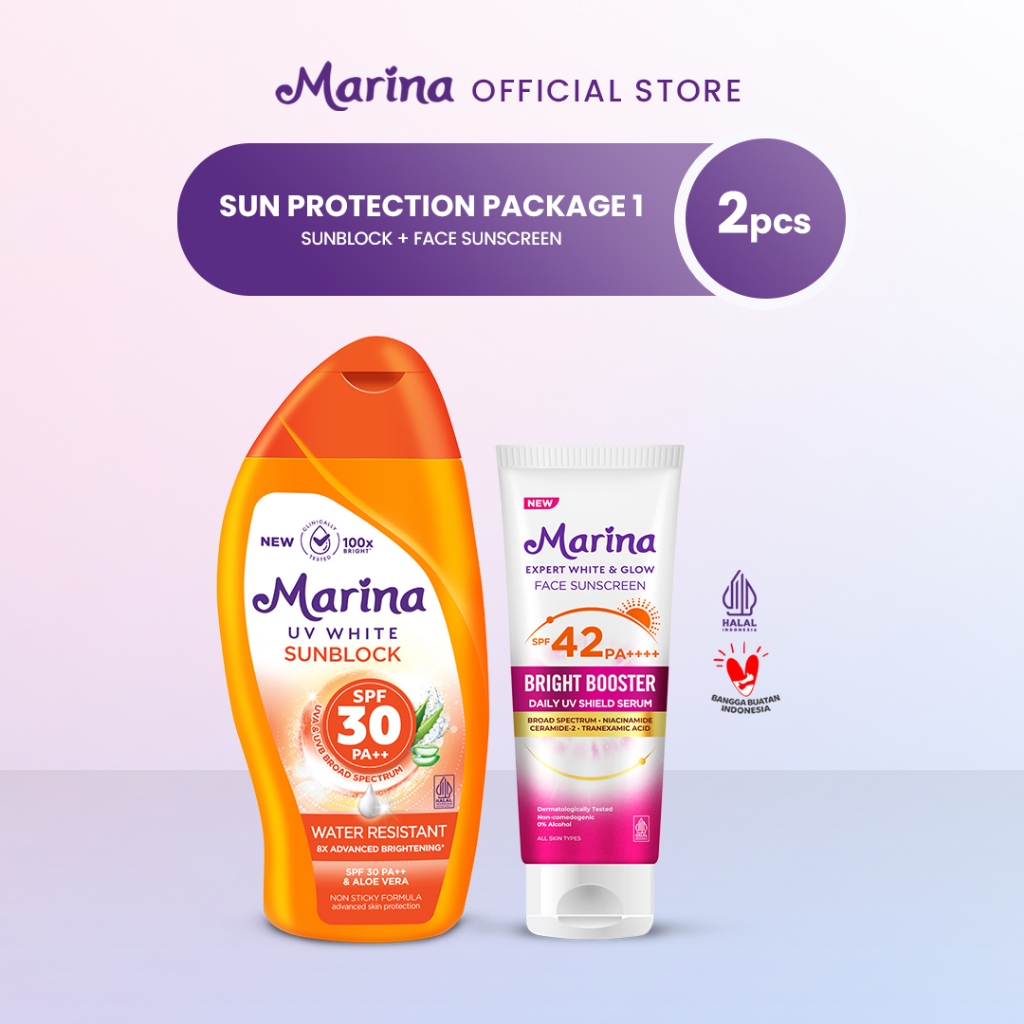 Jual Marina Sunblock SPF 30 + Sunscreen Bright Series | Shopee Indonesia