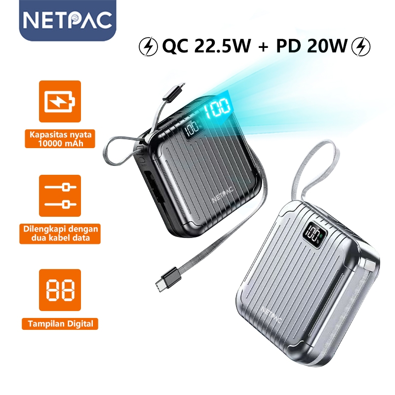 Jual NETPAC Powerbank 10000mAh Fast Charging 22.5W Real Capacity ...