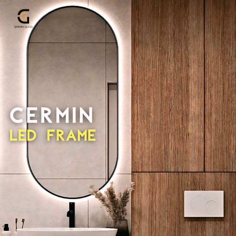 Jual Cermin Dinding Aesthetic Kapsul Frame LED ( Free Packing)/ Cermin ...