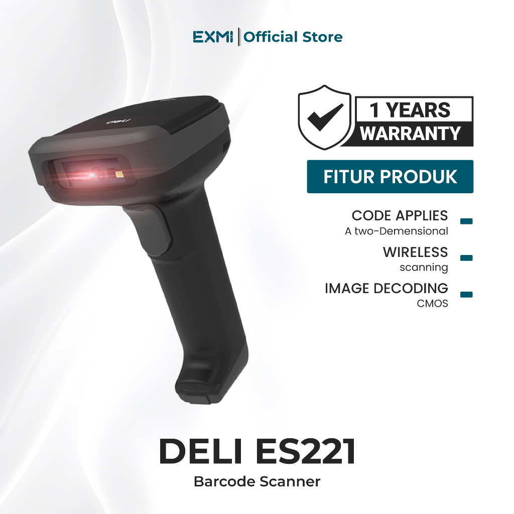 Jual Deli ES221 Handheld Barcode Scanner | Scanning CMOS | Wireless ...