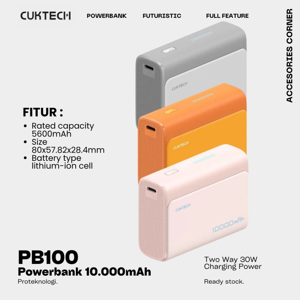 Jual CUKTECH PB100 Powerbank 10000mAh 30W Pocket Type C Fast Charging ...