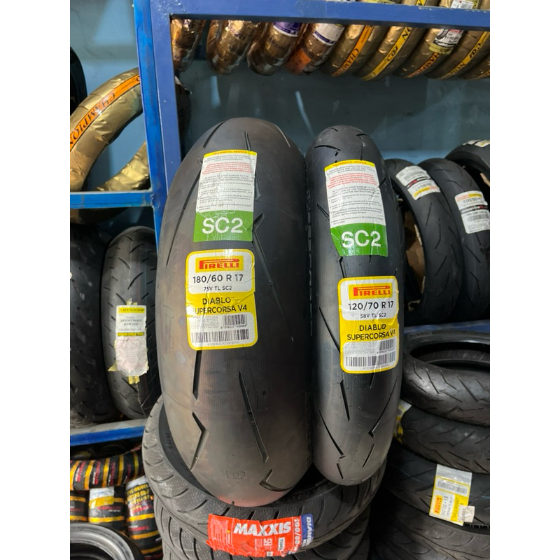 Jual pirelli supercorsa v4 180/60-17 dan 120/70-17 v4 new | Shopee