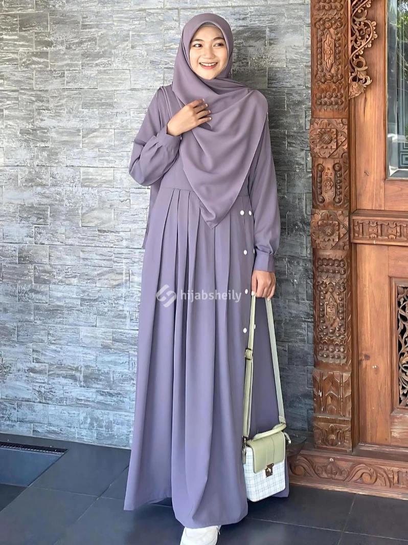 Gamis Ar Rayyan Dress Syari Kancing tampilan depan