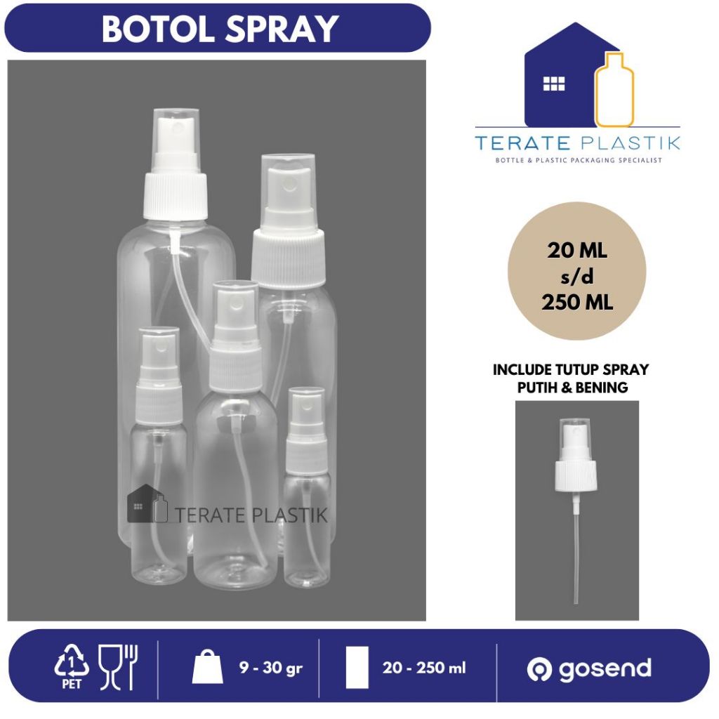 Jual Botol Semprot Spray 20ml, 30ml, 60ml, 100ml, & 250ml| Terate ...