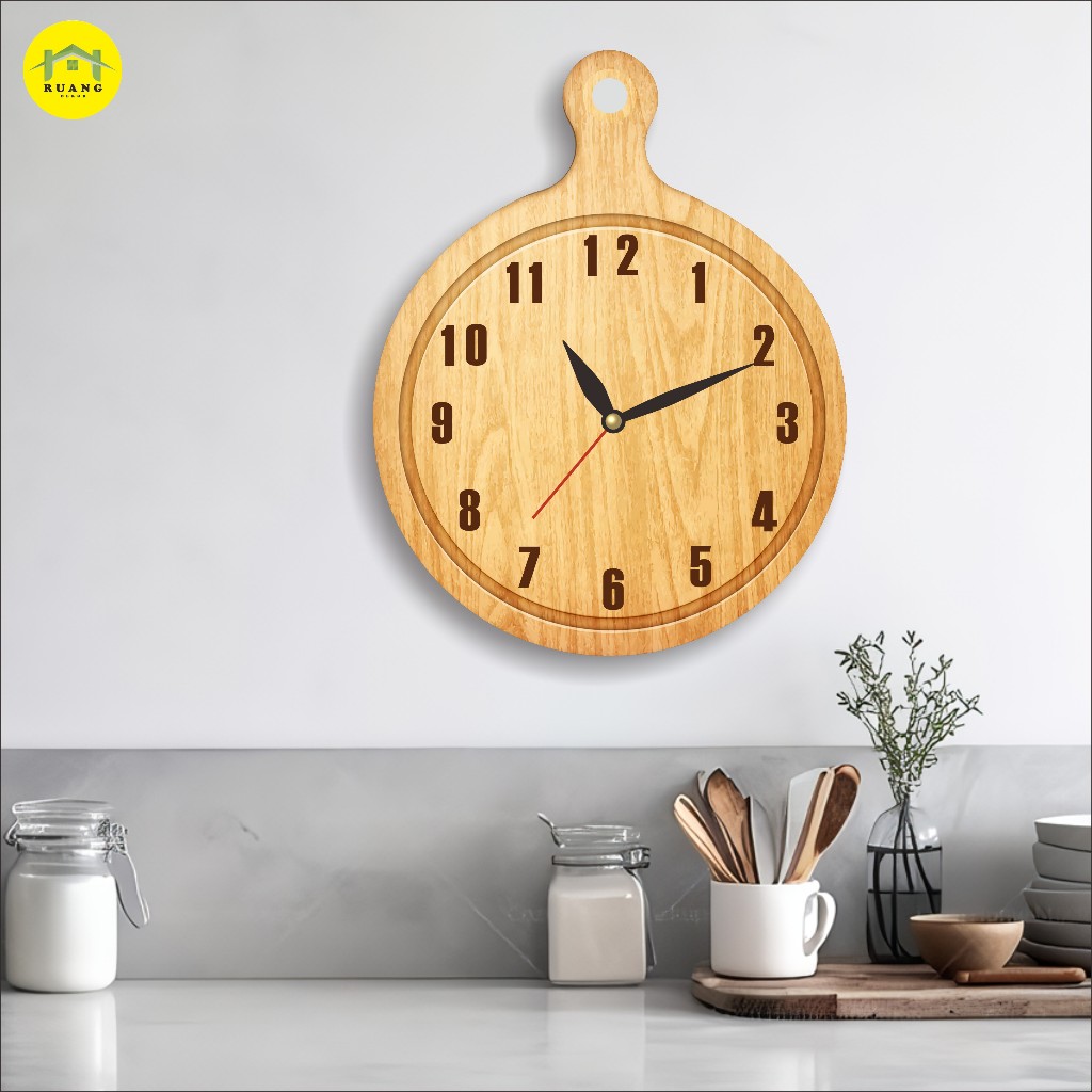 Jual Jam Dinding / Hiasan Dinding KiTchen Keren / Aesthetic / Ukir Kayu ...