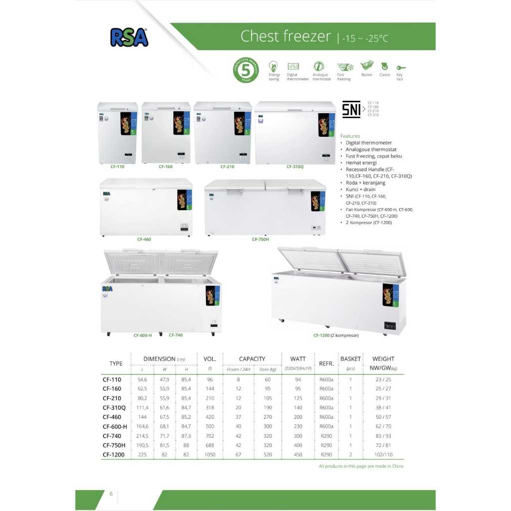 Jual RSA Chest Freezer CF-210/Freezer Box 200 Liter CF-210 RSA Freezer ...