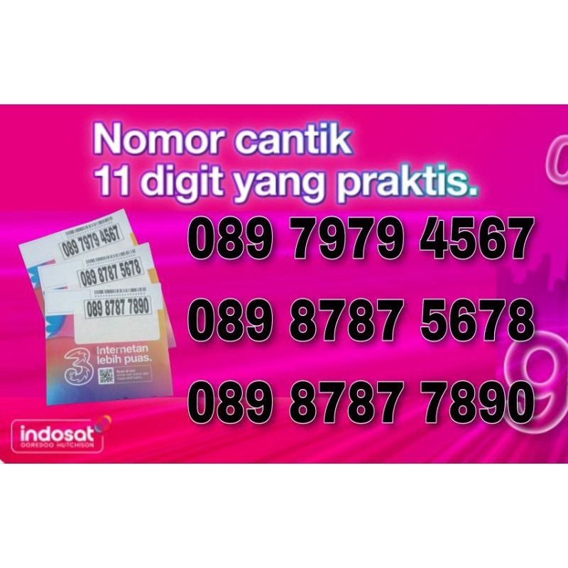 Jual Nomor cantik kartu Perdana Tri 11 angka Super Rapi Ekor Naik urut ...