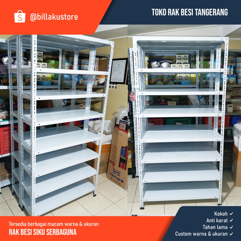 Jual Rak besi siku lubang ukuran 8 susun 100x40x200 cm rak besi ...