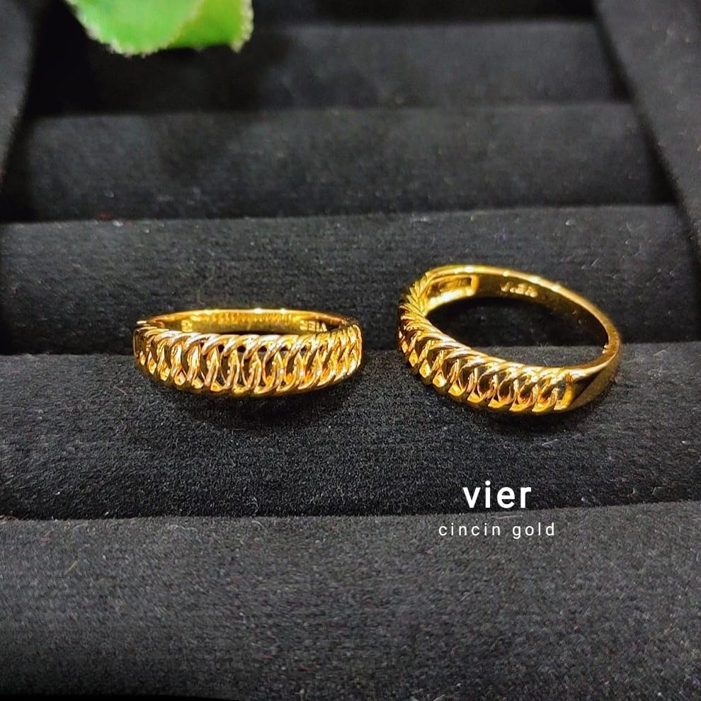 Jual Cincin Rantai Kecil Warna Emas 24Krt Cincin Cewek Replika ...
