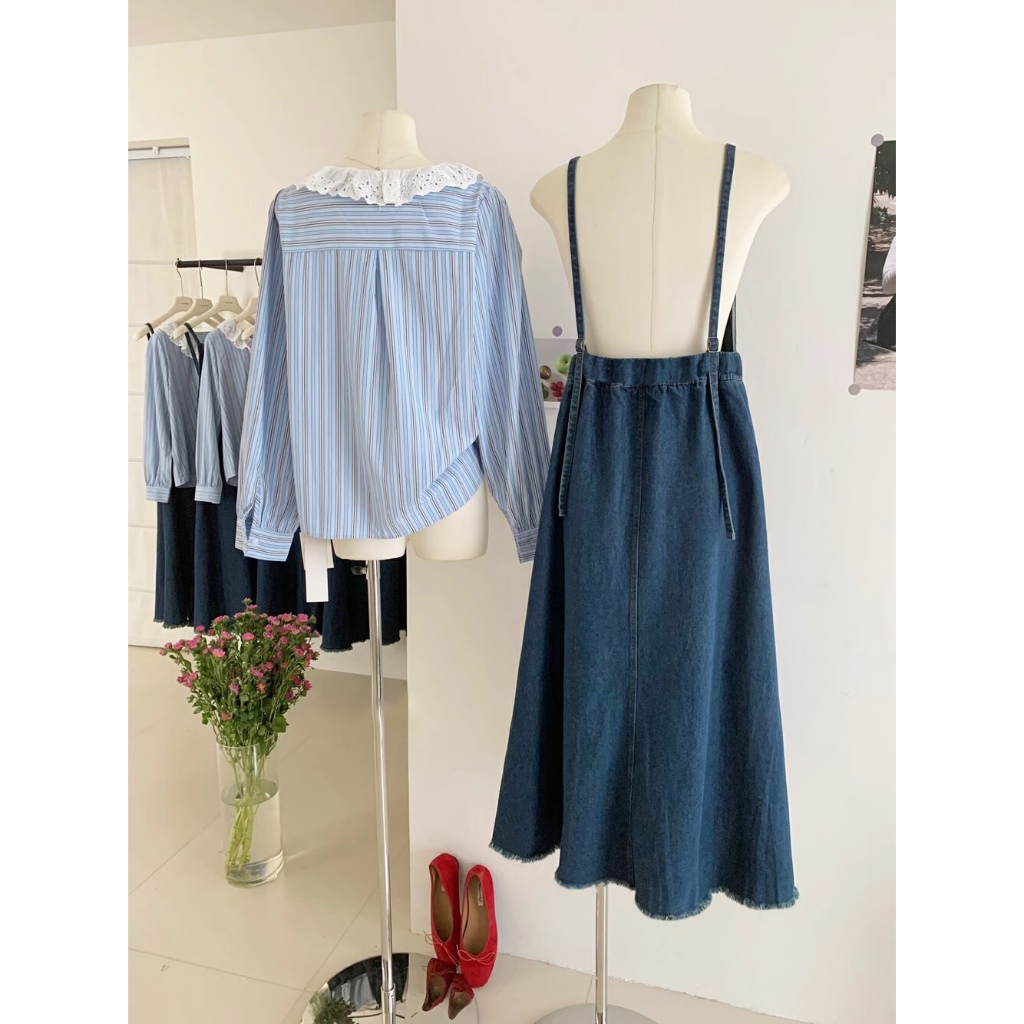 Jual Overall Jeans Korean Look Dress Maxi Overall Dress Denim rok jeans ...