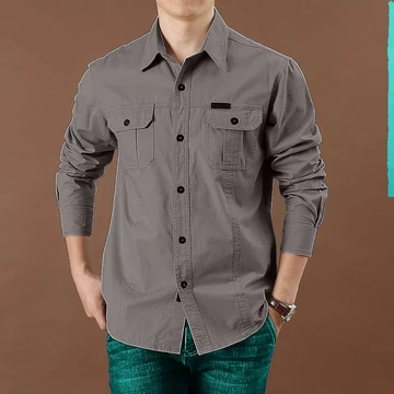 Komara Store Kemeja Polos Lengan Panjang Pria Bahan Baby Canvas Reguler Fit Casual Formal Katun