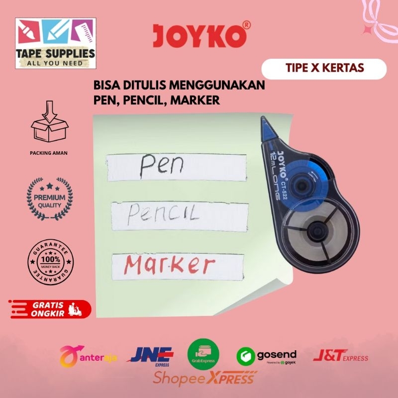 Jual Correction Tape / Tipex roll / Pita Koreksi Joyko CT-522 | Shopee ...